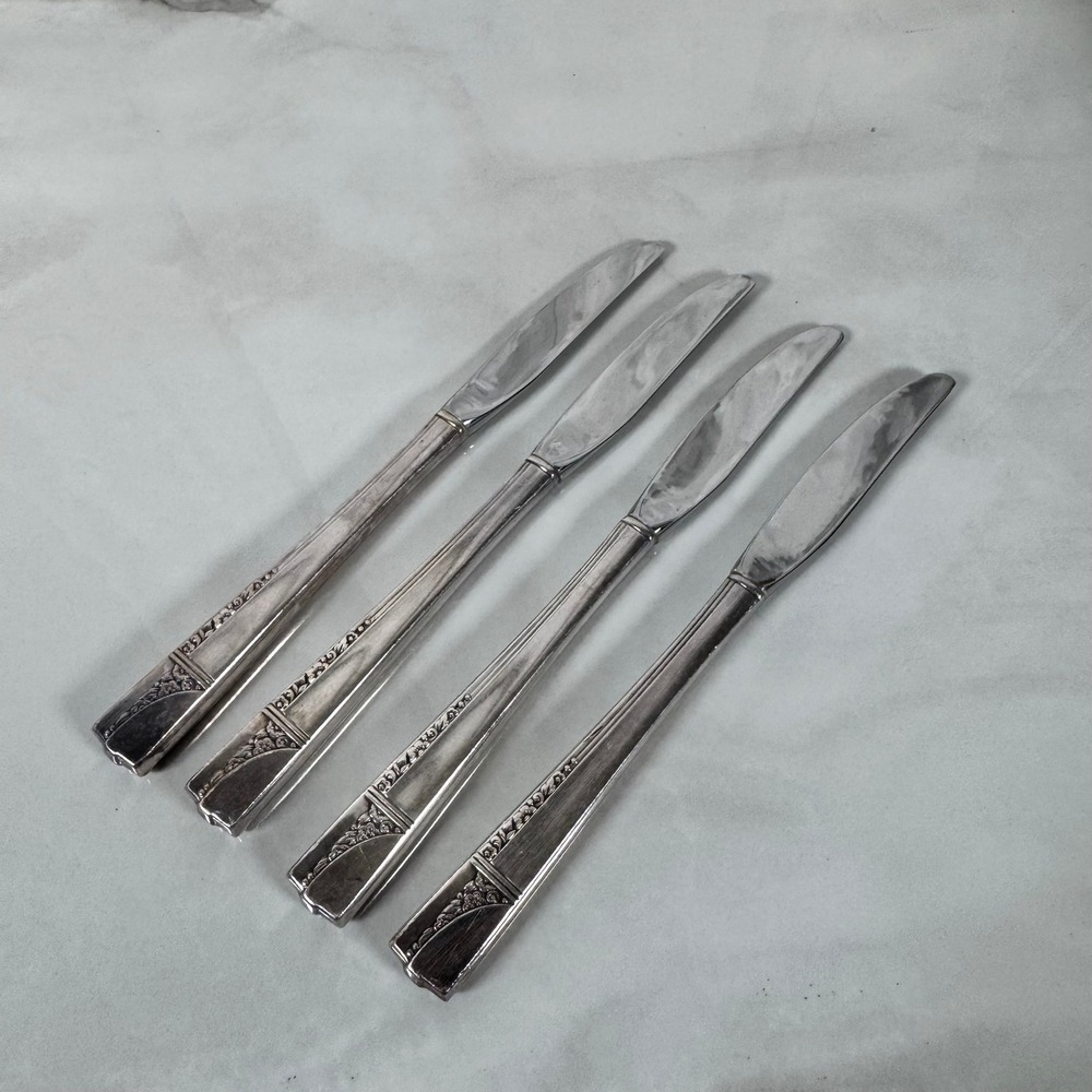 Set of 4 Oneida Nobility‎ Plate Silver Plated Dinner Knives Caprice Lot 1